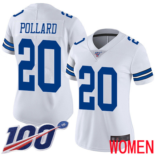 Women Dallas Cowboys Limited White Tony Pollard Road #20 100th Season Vapor Untouchable NFL Jersey->women nfl jersey->Women Jersey